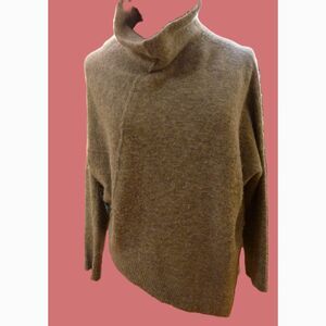 All Saints Alpaca Wool Blend Asymmetric Oversized Funnel Neck Fuzzy Sweater L